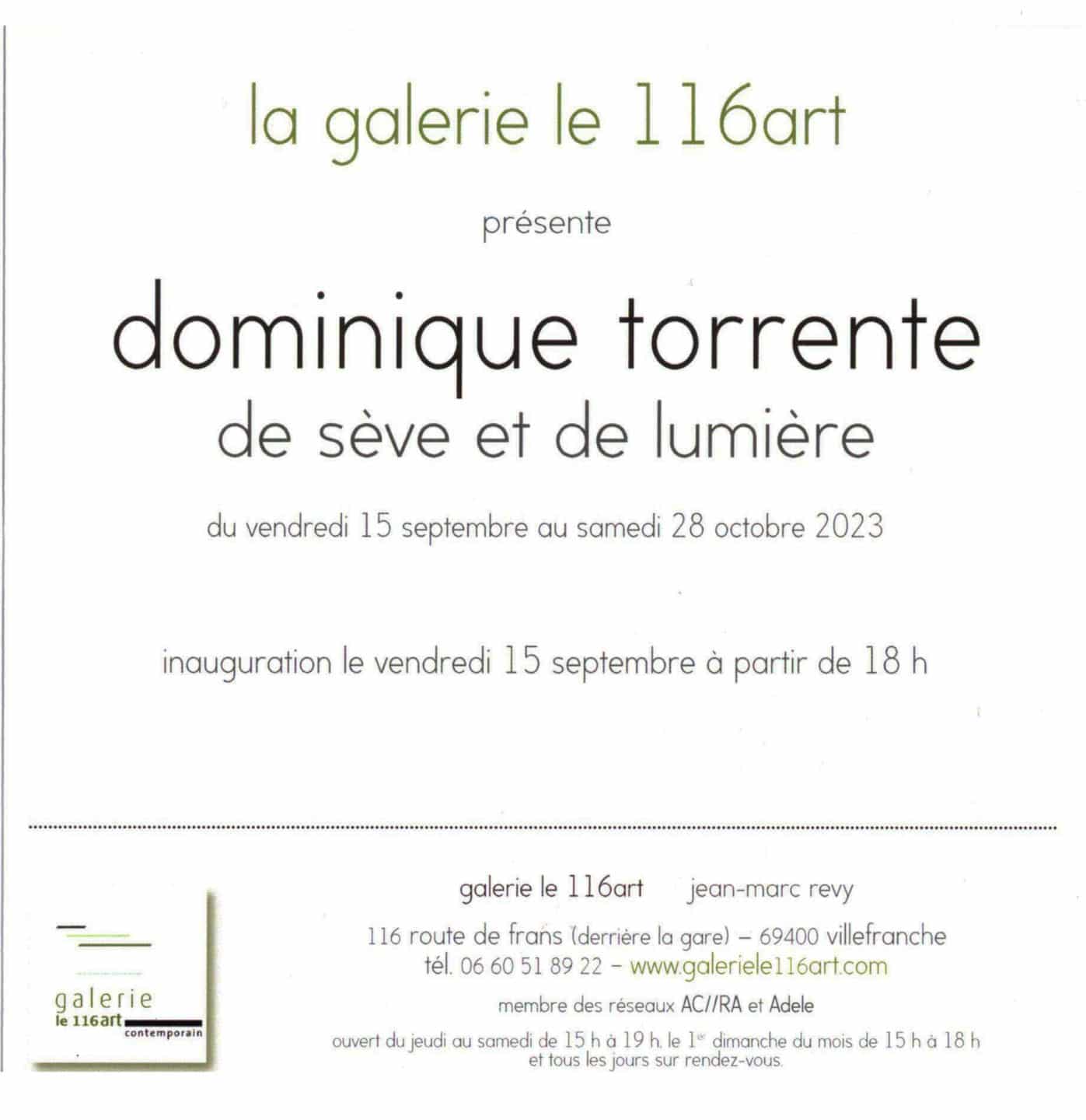 Exposition solo galerie le 116art Dominique Torrente - De sève et de lumière - Quimper Brest