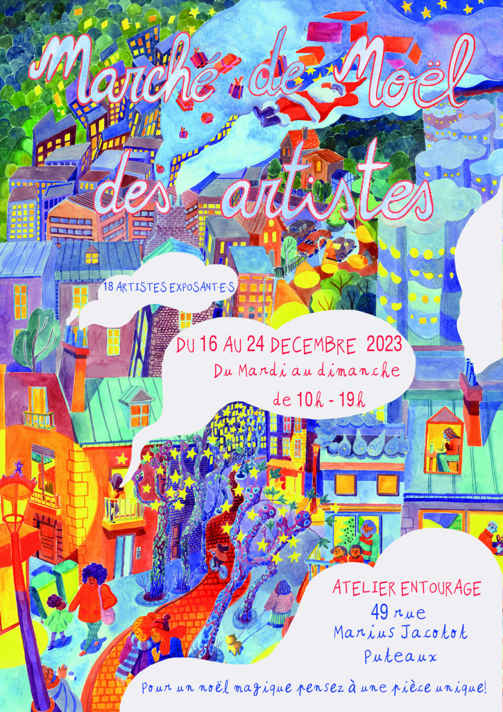 AFFICHE NOEL - Marché de noël des artistes - Quimper Brest